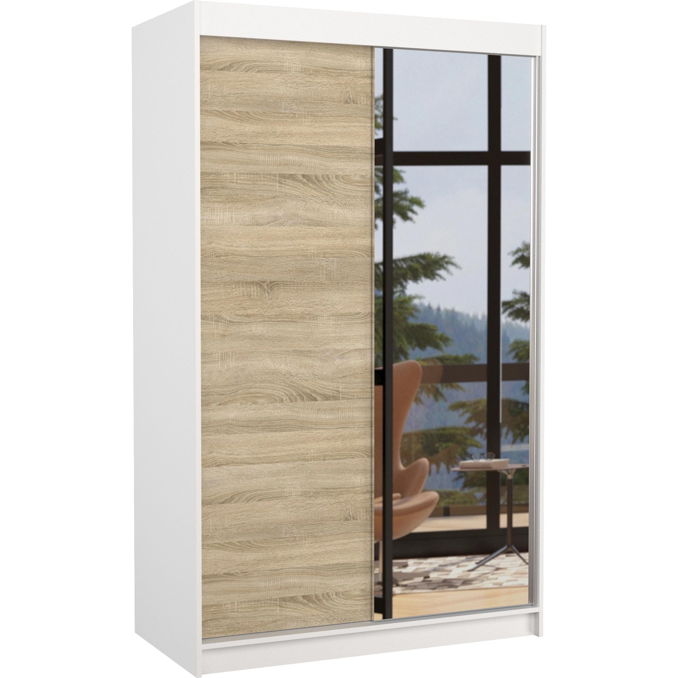 ADRK Furniture, Kleiderschrank, Verspiegelter Schiebeschrank REWENA 120 (120 x 58 x 200 cm)