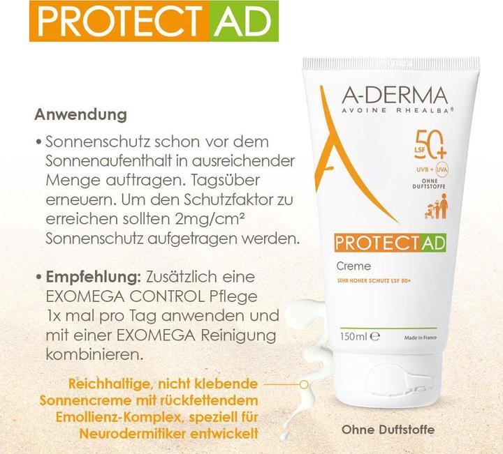 Actual product image A-Derma Protect AD Cream SPF 50+, 150 ml Cream (Suntan cream, SPF 50+, 150 ml)