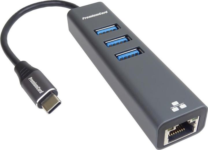 Produktbild PremiumCord Adapter USB-C na Gigabit + 3x USB 3.0 (USB)