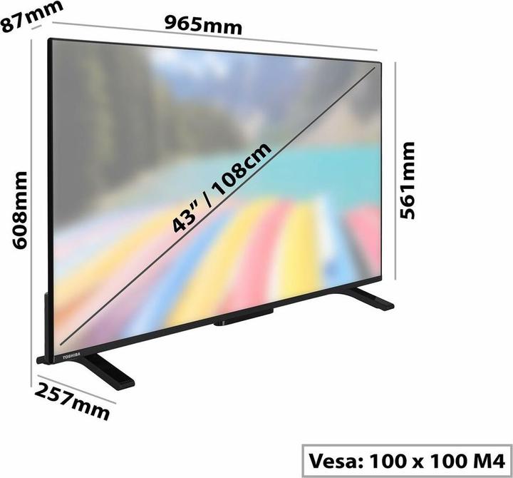 Actual product image Toshiba 43UV2363DG Fernseher 109,2 cm (43) 4K Ultra HD Smart-TV WLAN Schwarz 250 cd/m² (43", LED, 4K)