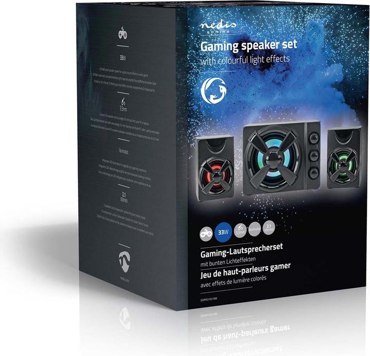 Actual product image Nedis Gaming Speaker | Speaker Channels: 2.1 | Power Supply via USB | 3.5 mm Plug | 33