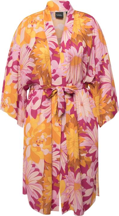 Actual product image Ulla Popken Colorful Floral Print Longline Kimono (58, 60, 62)