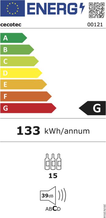Energy Label Cecotec Vinoteca GrandSommelier 1550 Inox Compressor
