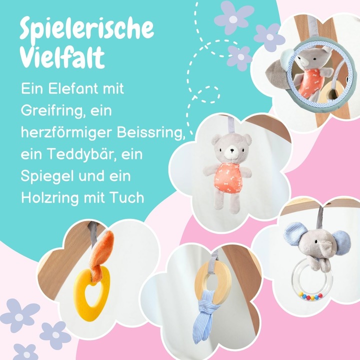 Immagine prodotto Hermex Baby-Spielmatte Spieldecke Krabbeldecke mit Spielbogen Activity Decke