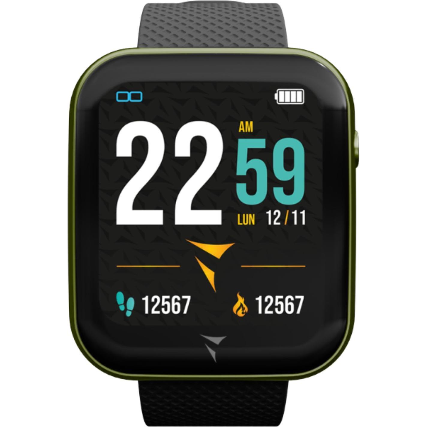 Techmade Smartwatch Grünes Gehäuse & Schwarzes – Unisex, Smartwatch