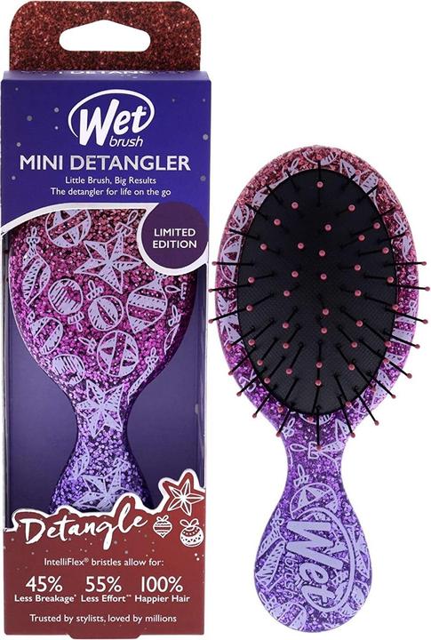 Immagine prodotto Wet Brush Mini spazzola per capelli invernale con brillantini, per ingarbugliare, per le feste con l'umido