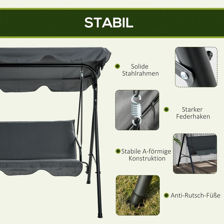 Immagine prodotto Outsunny Hollywoodschaukel Stahl, Polyester Grau