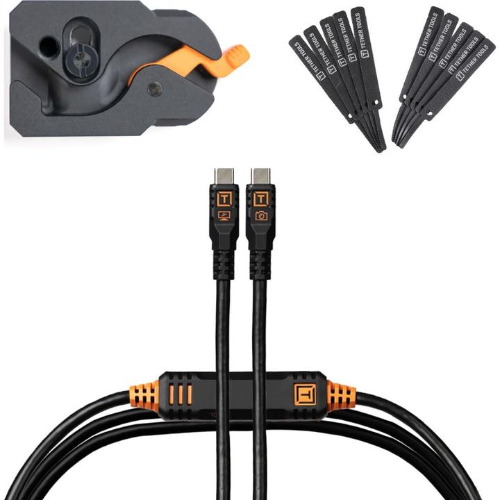 Tether Tools LeverLock&Cable Kit Optima 10G gerade schwarz 4,6m (Kabel)