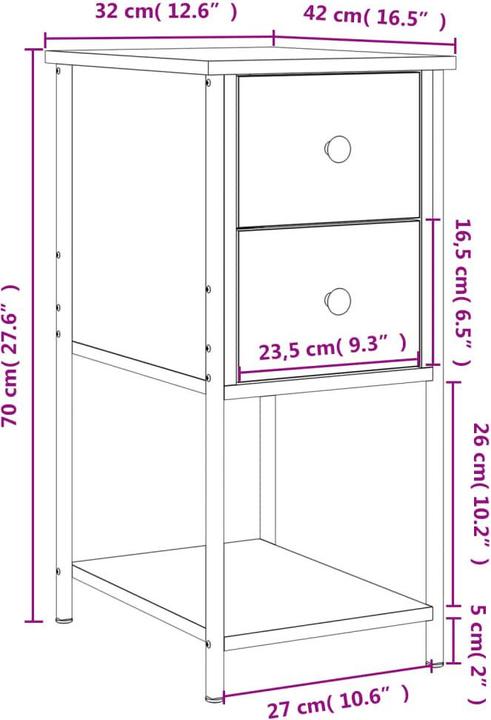 Immagine prodotto vidaXL Nachttisch (32 x 42 x 70 cm)