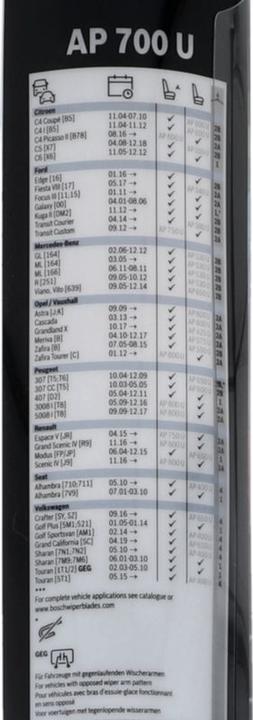 Nutritional values and ingredients Bosch Automotive Aerotwin AP700U