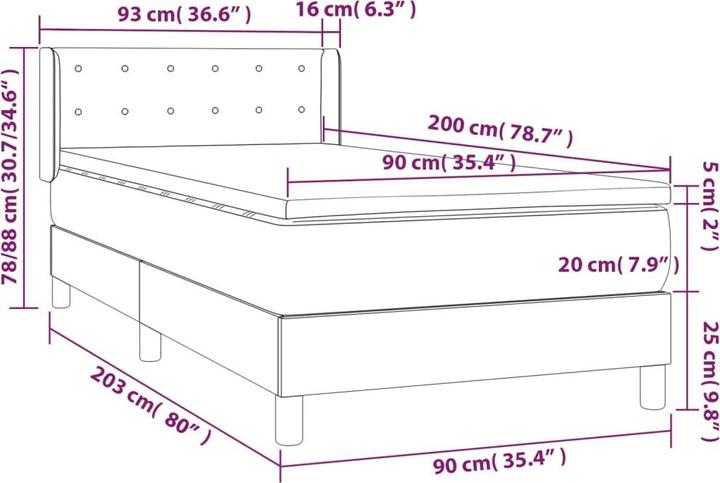 Produktbild vidaXL Boxspringbett (90 x 200 cm)