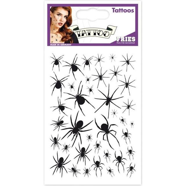 Fries Tattoos Halloween - Spinnen - schwarz - 1 Bogen