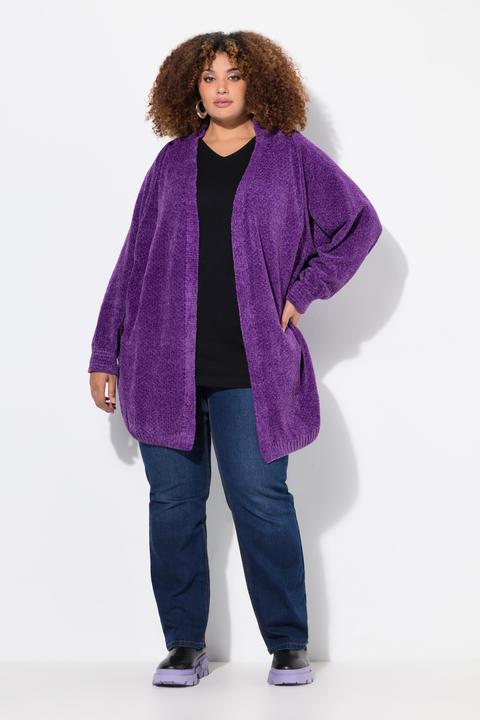 Produktbild Ulla Popken Chenille-Strickjacke, Oversized, V-Ausschnitt, offene Form (46, 48)