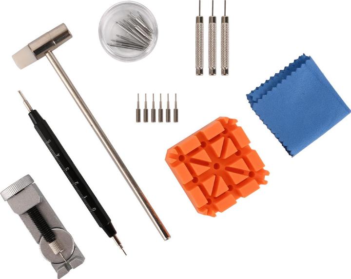 Actual product image Ideoon Profi Uhrenarmband-Reparaturset, 26-tlg.: Armbandkürzer & Bandwechsel-Werkzeug
