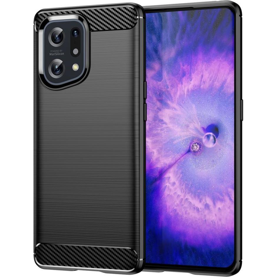 Cover-Discount OPPO Find X5 - Metall Carbon Look Hülle schwarz (Oppo Find X5), Smartphone Hülle, Schwarz