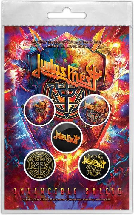 Produktbild Judas Priest Abzeichen Invincible Shield 5erPack Kunststoff Metall Knopf