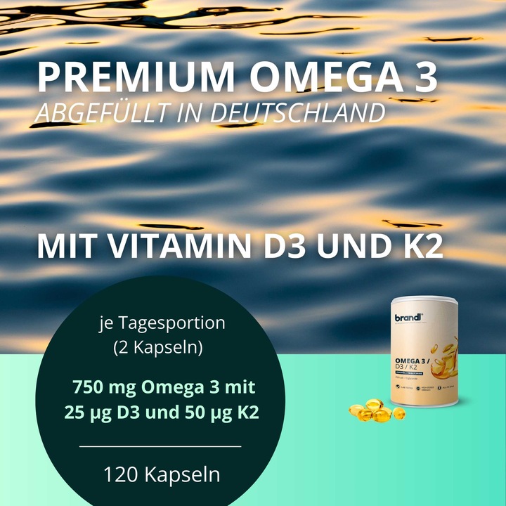 Produktbild Brandl-Nutrition Omega 3 + D3 K2 (1 Stück, Kapseln, 180 g)