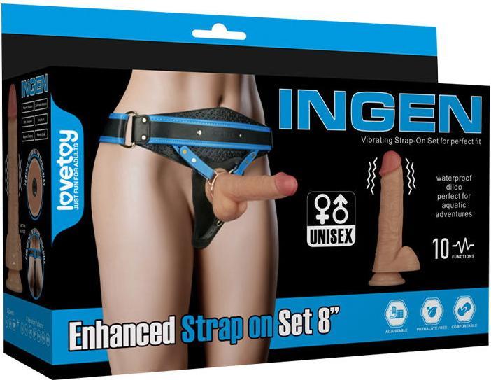 Produktbild Lovetoy Ingen - Vibrierendes Strap-on-Set, 8"/ 20 cm, Grösse XS/S/M, Nude