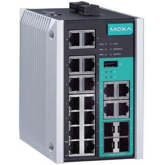 Moxa Industrial Managed Redundant E (14 Ports), Netzwerk Switch, Grün, Grau, Schwarz