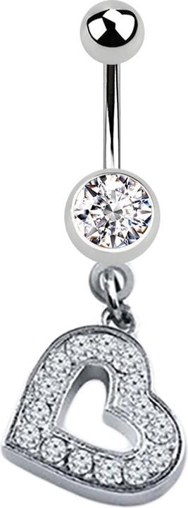 Immagine prodotto Star Piercing Banana in argento con ciondolo a cuore e cristallo in argento (senza ottone, Acciaio chirurgico 316L)