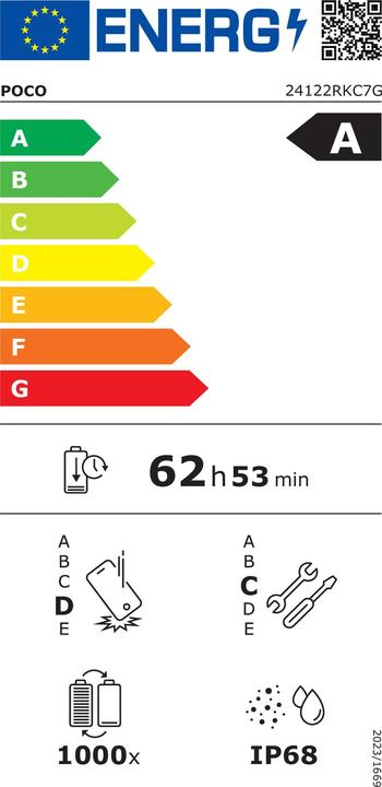 Label énergétique Xiaomi Poco F7 Ultra (512 Go, Jaune, 6.67", Double SIM, 5G)