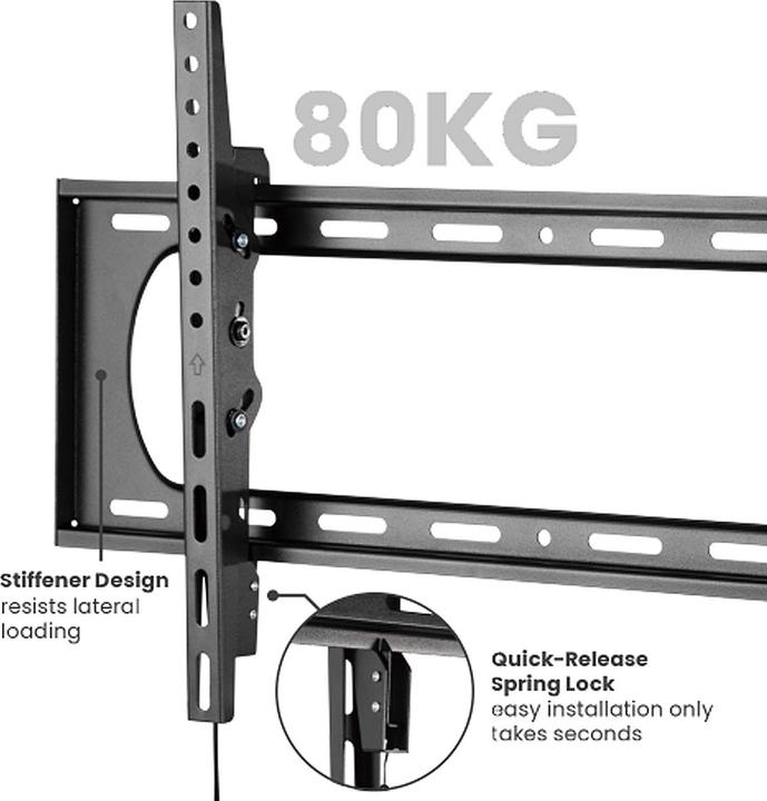 Produktbild Wiltec TV Halterung 37"–80" TV Wandhalterung 80kg Fernsehhalterung Stahl (Wand, 80", 80 kg)