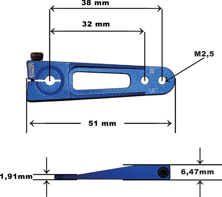 Produktbild Kuza servohebel 1-arm hitec 24t 38/32mm 1.5" m2,5 heavy duty v2 aluminium