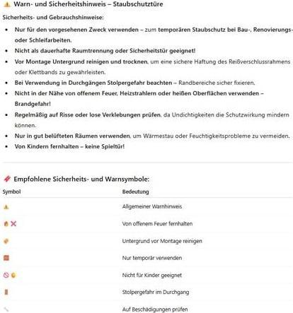 Nutritional values and ingredients Color Expert Foil safety door (2.20 m)