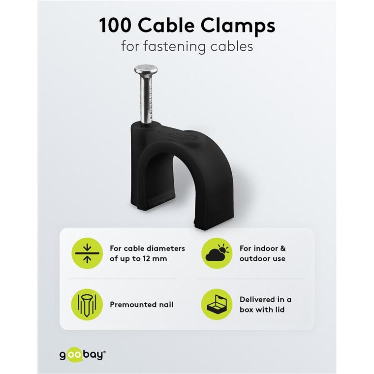 Thumbnail - Goobay, Kabelhalter, Kabelschelle 12 mm, schwarz