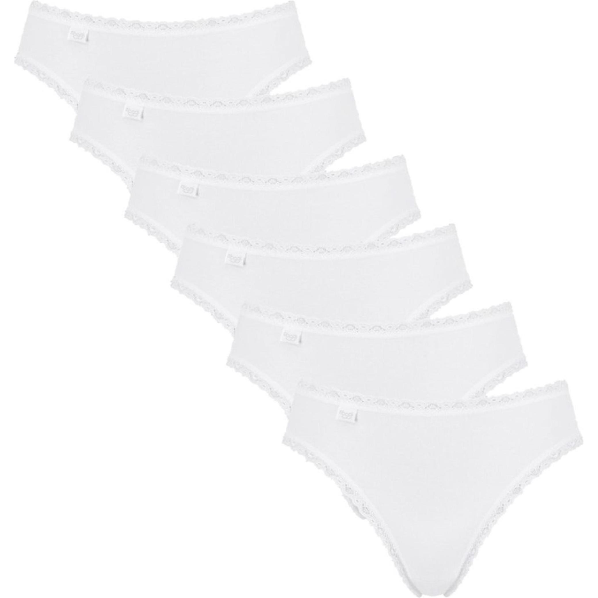 Sloggi, Damen, Unterhosen, 6er Pack 24/7 Cotton Lace Tai Slip, Weiss, (42, 6er Pack)