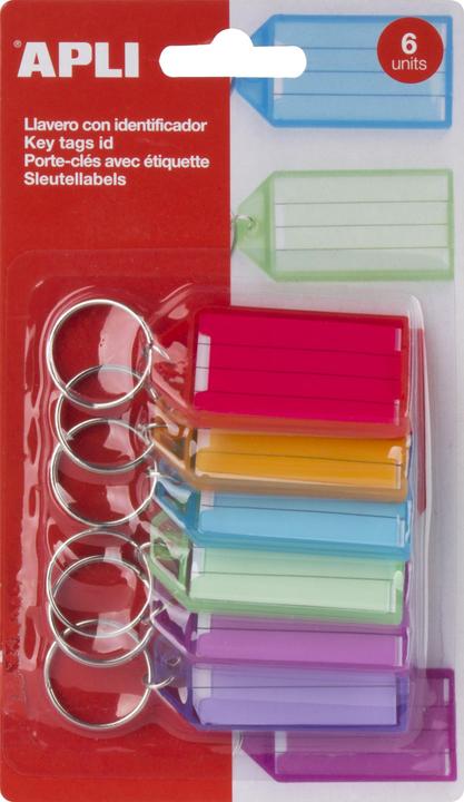 NoName sleutelhanger, 29x56mm, 6 stuks, blister, gemengde kleuren