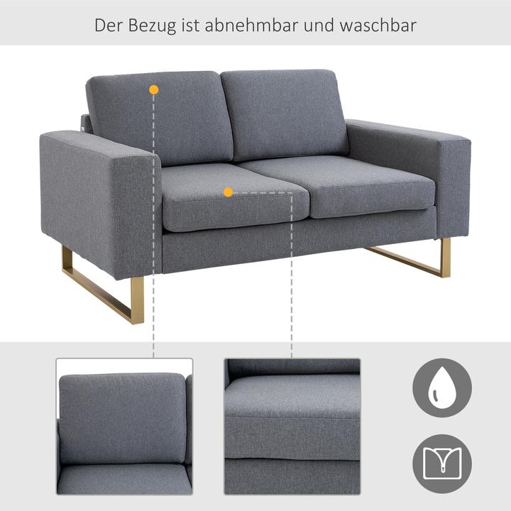 Produktbild Homcom 2-Sitzer Sofa mit Metallfüssen (2-Sitzer)