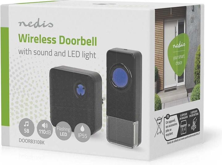 Actual product image Nedis Wireless doorbell set | Mains power supply | 100 - 240 V AC 50/60 Hz | 1x 23A 12V | Loud speaker (Funk, Radio 433 MHz, Wireless)