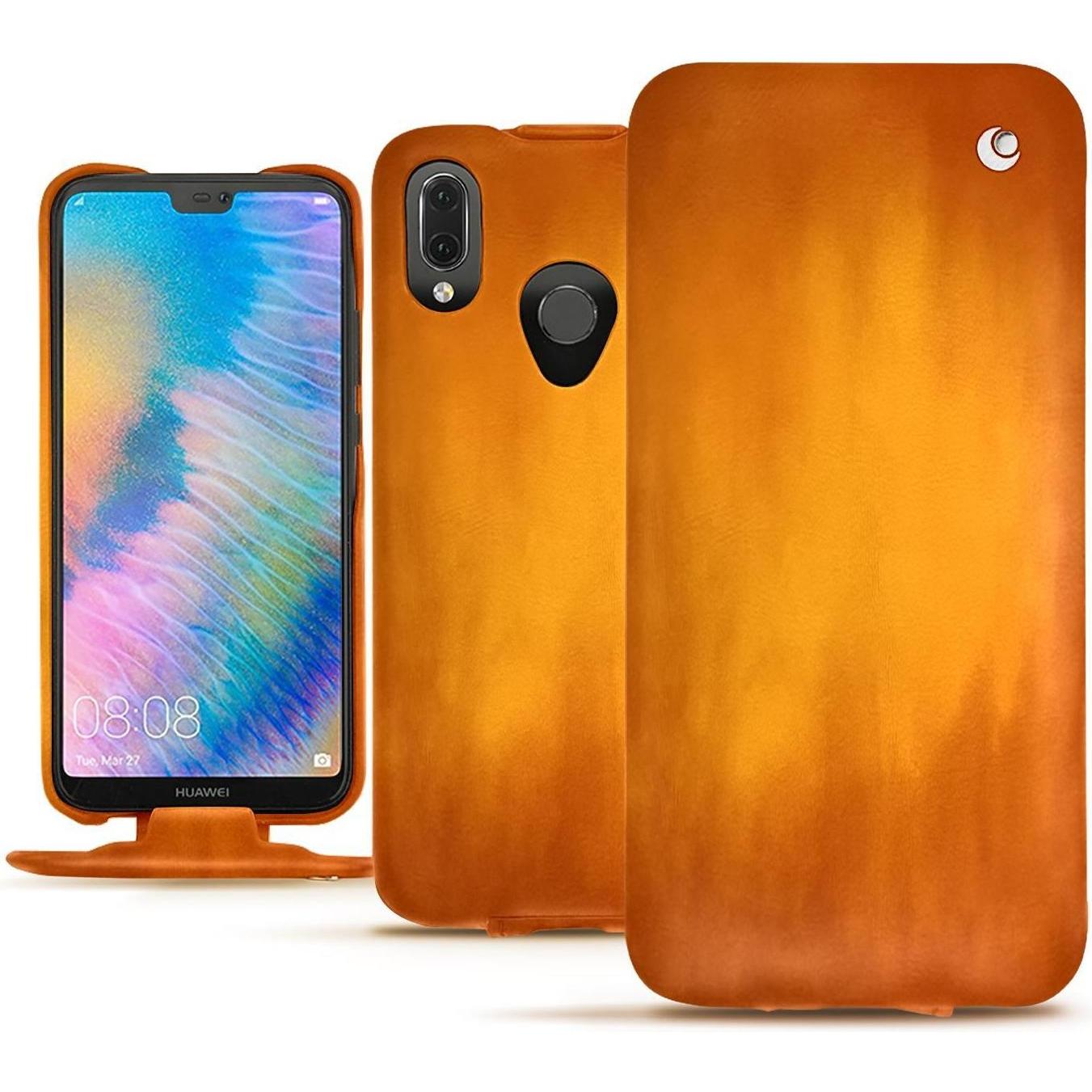 Noreve Lederschutzhülle vertikal (Huawei P20 Lite), Smartphone Hülle, Orange