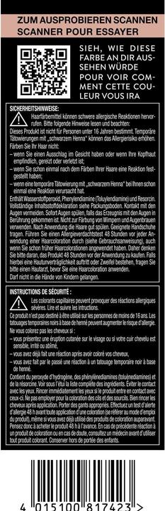 Nährwerte und Zutaten Syoss Coloration (Mittelaschblond)