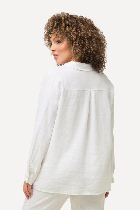 Produktbild Ulla Popken Bluse, Leinen, offener Kragen, Langarm (56)