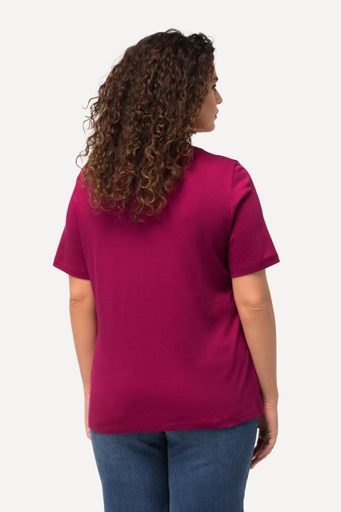 Immagine prodotto Ulla Popken Maglia aderente con davanti doppio, scollo a girocollo e mezze maniche (62)