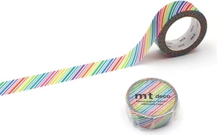 Immagine prodotto MT Nastro adesivo Nastro adesivo Washi tape a righe con stampa arcobaleno (15 mm)