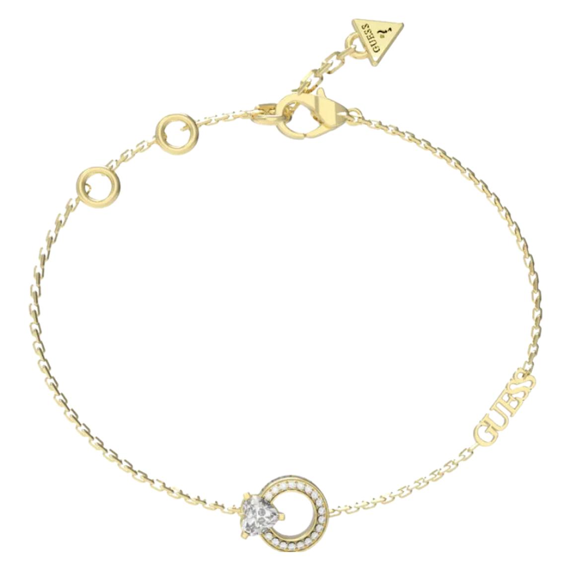 Guess, Armschmuck, 16-18" Heart Crys Circle Br Armband, (18.50 cm, Edelstahl)
