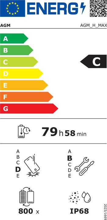 Label énergétique Bea-Fon H Max (128 Go, Noir, 6.56", Double SIM, 4G)