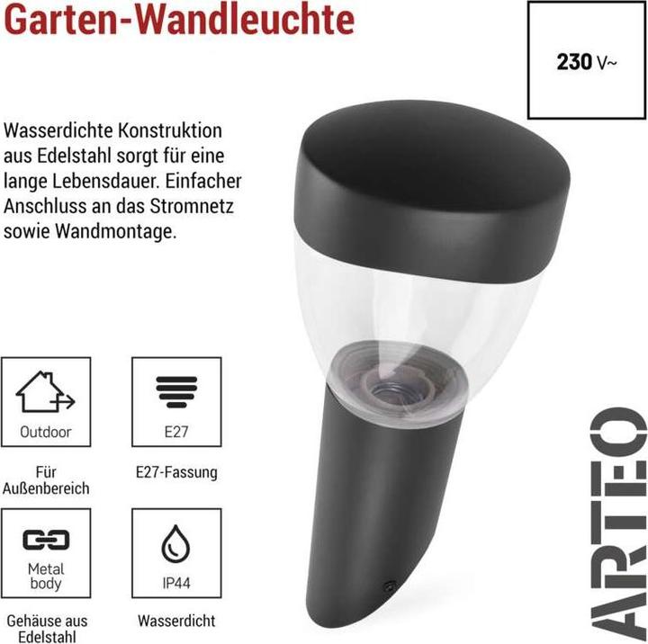 Image du produit Emos LED GARDEN LIGHT,E27,IP44,MAX 15W,WALL MOUNTED (E27, IP44)