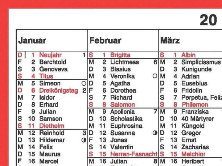 Simplex Wandkalender m.Namenstag (A5)