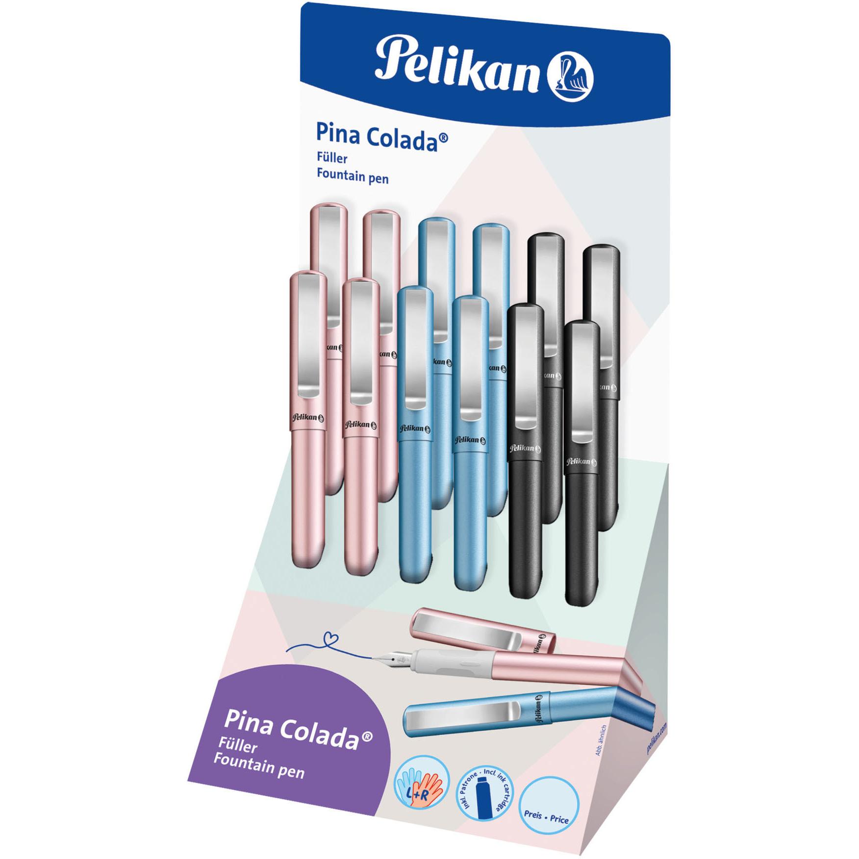 Pelikan, Schreibstifte, Fllhalter Pina Colada, 12er Display (Anthrazit, Blau, Rosé, 12 x)