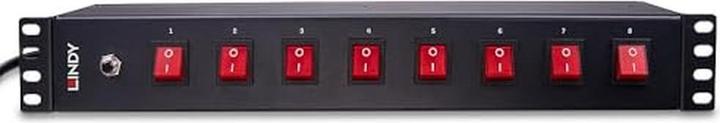 Actual product image Lindy 1.5U 8-gang Schuko sockets, horizontal PDU with Schuko plug Supplies max. 3500W to 8 devices