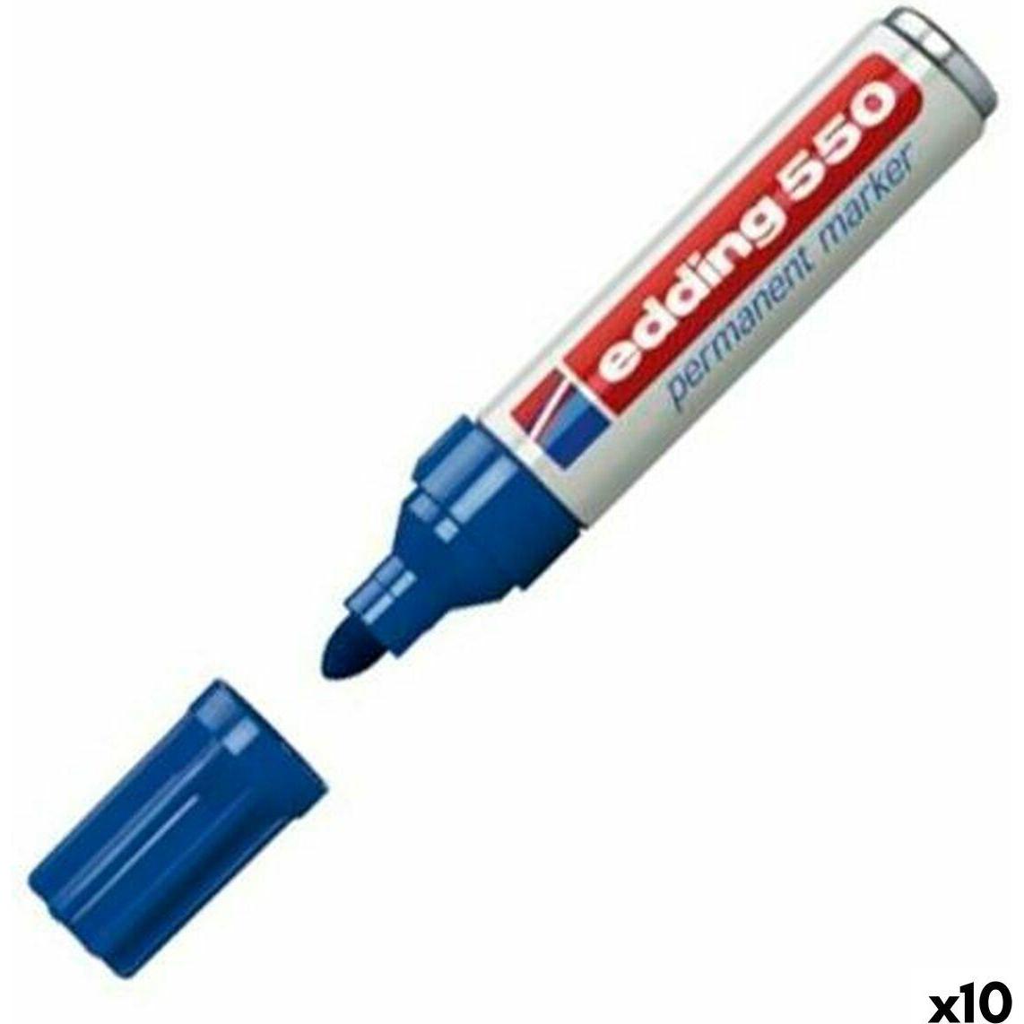 Thumbnail - 2x Edding, Marker, 550 Permanent Marker, Rundspitze, versch. Farben (Blau, 4 mm, 10 x)