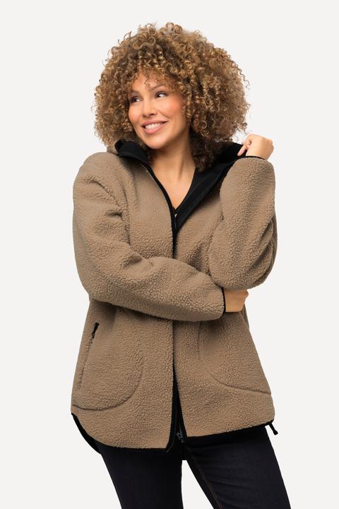 Produktbild Ulla Popken Teddyjacke, Kapuze, Reissverschlusstaschen, Steppnähte (62)