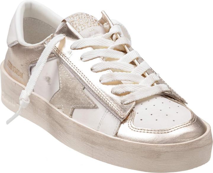 Actual product image Golden Goose sneakers stardan in leather color white and platinum (38)