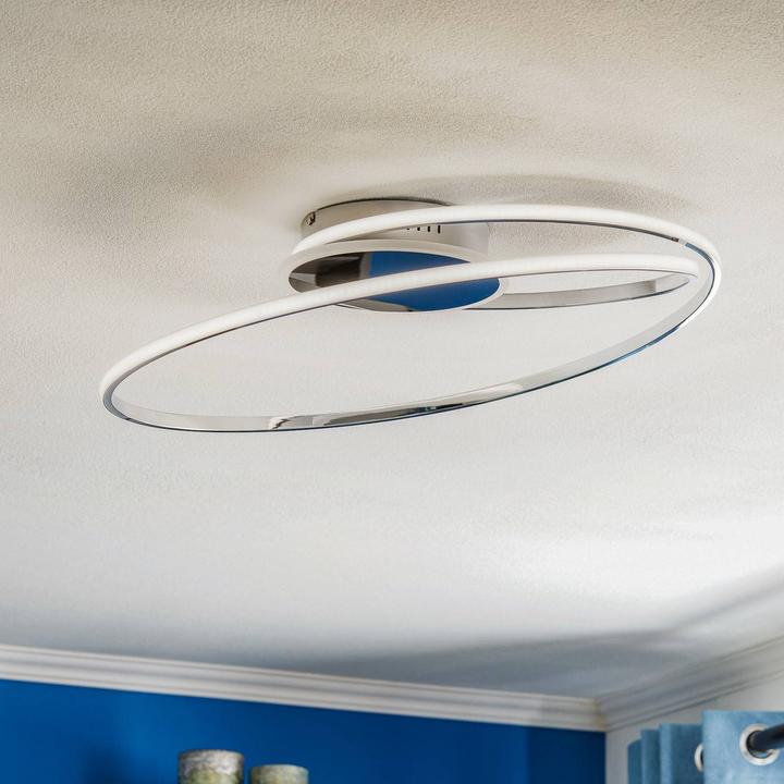 Produktbild Lindby Dorle LED-Deckenleuchte, chrom, Ø 60 cm (2980 lm)