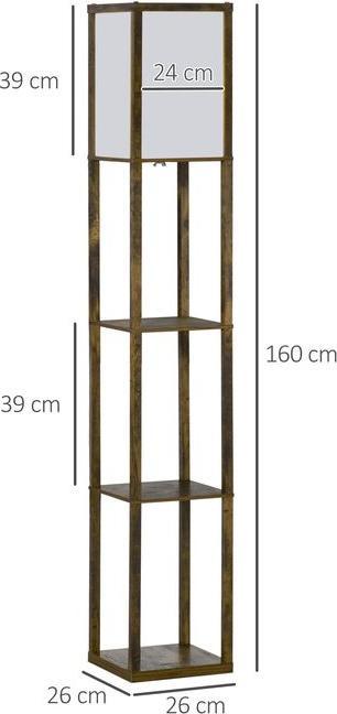 Actual product image Swisshandel24 Stehlampe mit Regalen, Wohnzimmer Stehleuchte E27 bis 40W, Nachttischlampe (E27)