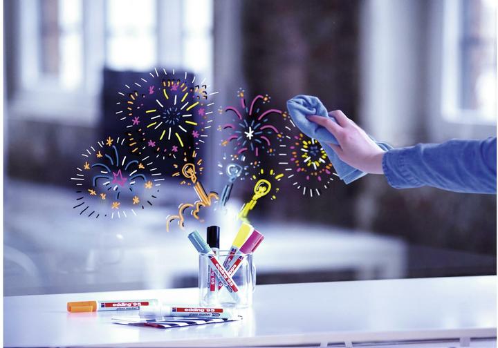 Produktbild Edding 95 Glasboardmarker farbsortiert 1,0 - 5,0 mm, 4 St. (Rosa, Hellblau, Orange, Schwarz, 3 mm, 4 x)